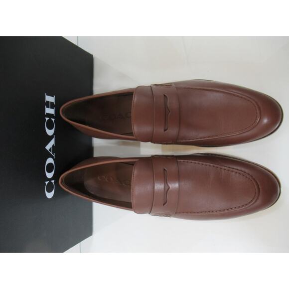 Men's Coach Declan Penny Loafer Dress Leather Dark Saddle Brown Size 10.5 - Picture 4 of 10